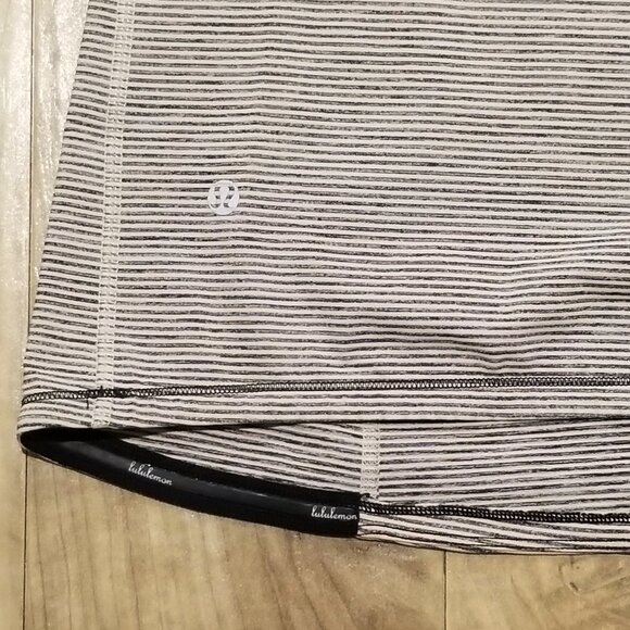 Lululemon Run Catch Me Tank Top 2 Womens Black Beige Stripes Adj Neon Straps - Picture 9 of 11